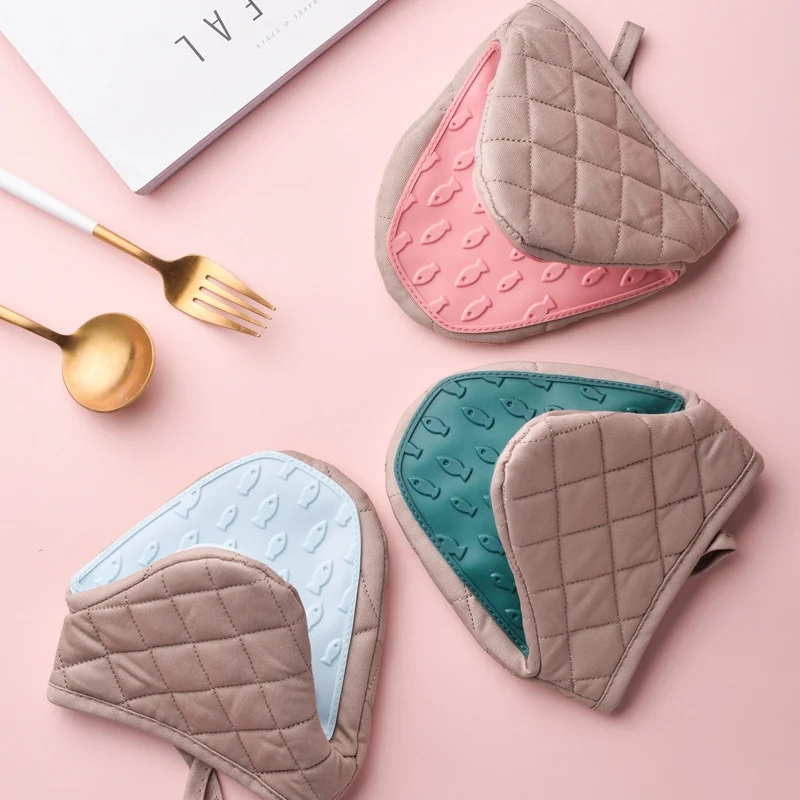 Oven Mitt Silicone - 1pc キッチン抗火傷オーブン手袋キッチン多目的魚の形のシリコーン手袋トレイ食器ラックオーブン手袋