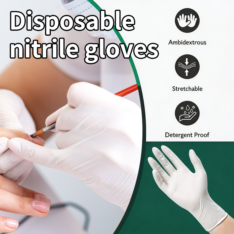 Nitrile Mechanic Glove - 10/50/100/200/400枚入り ニトリル製使い捨て手袋 作業用 ラテックスフリー 家庭用清掃手袋 テクスチャード加工