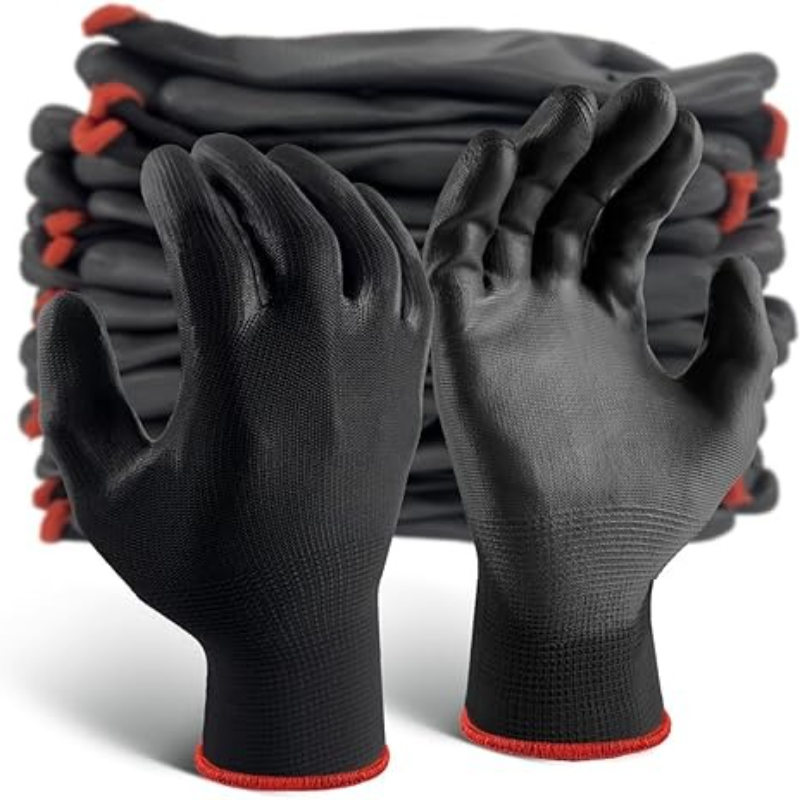 Nitrile Mechanic Glove - 6/12/18 個黒 PU コーティング手袋滑り止めマルチシナリオナイロン PU 手袋耐久性のある園芸機械自動車修理