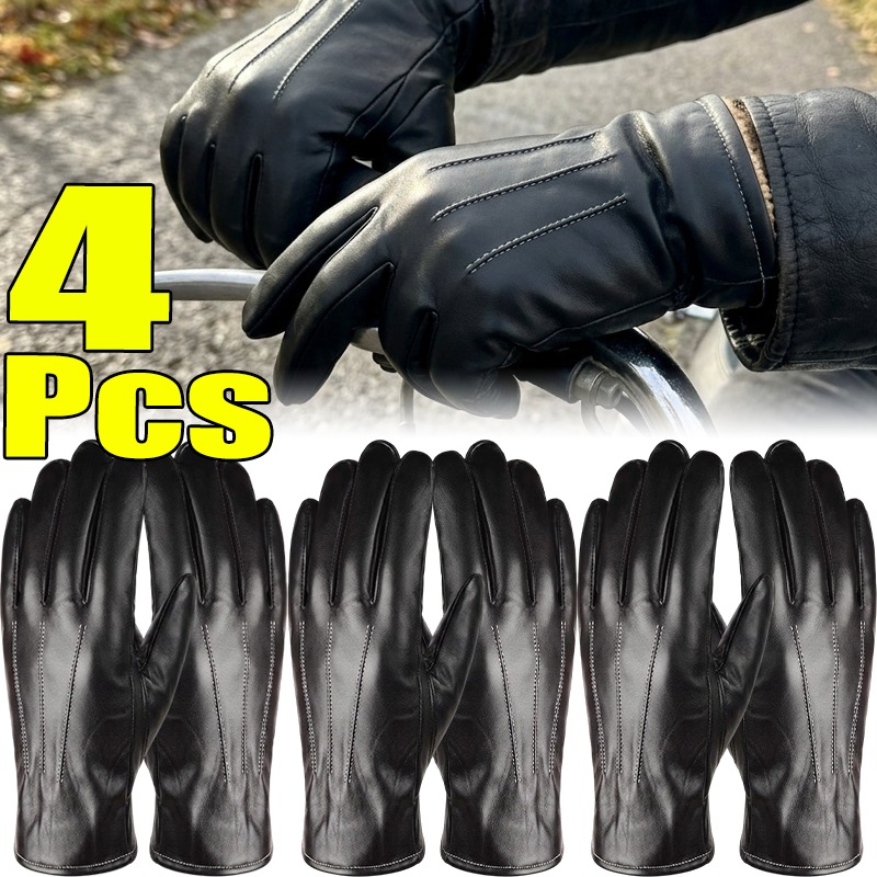 Leather Driving Glove - サーマルPUレザーグローブ 男女兼用 冬用 暖かい 防風 タッチスクリーン対応