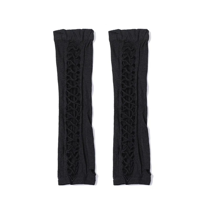 レディース用ロングレースグローブ、指先が開いたメッシュグロー - Fingerless Glove Knit のレビューと価格