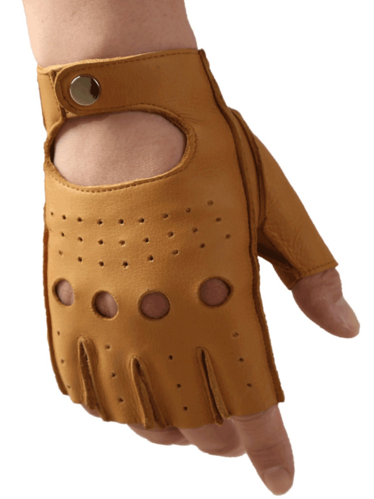 メンズアウトドアレザーグローブハーフフィンガー通気性厚手フィ - Leather Driving Glove のレビューと価格