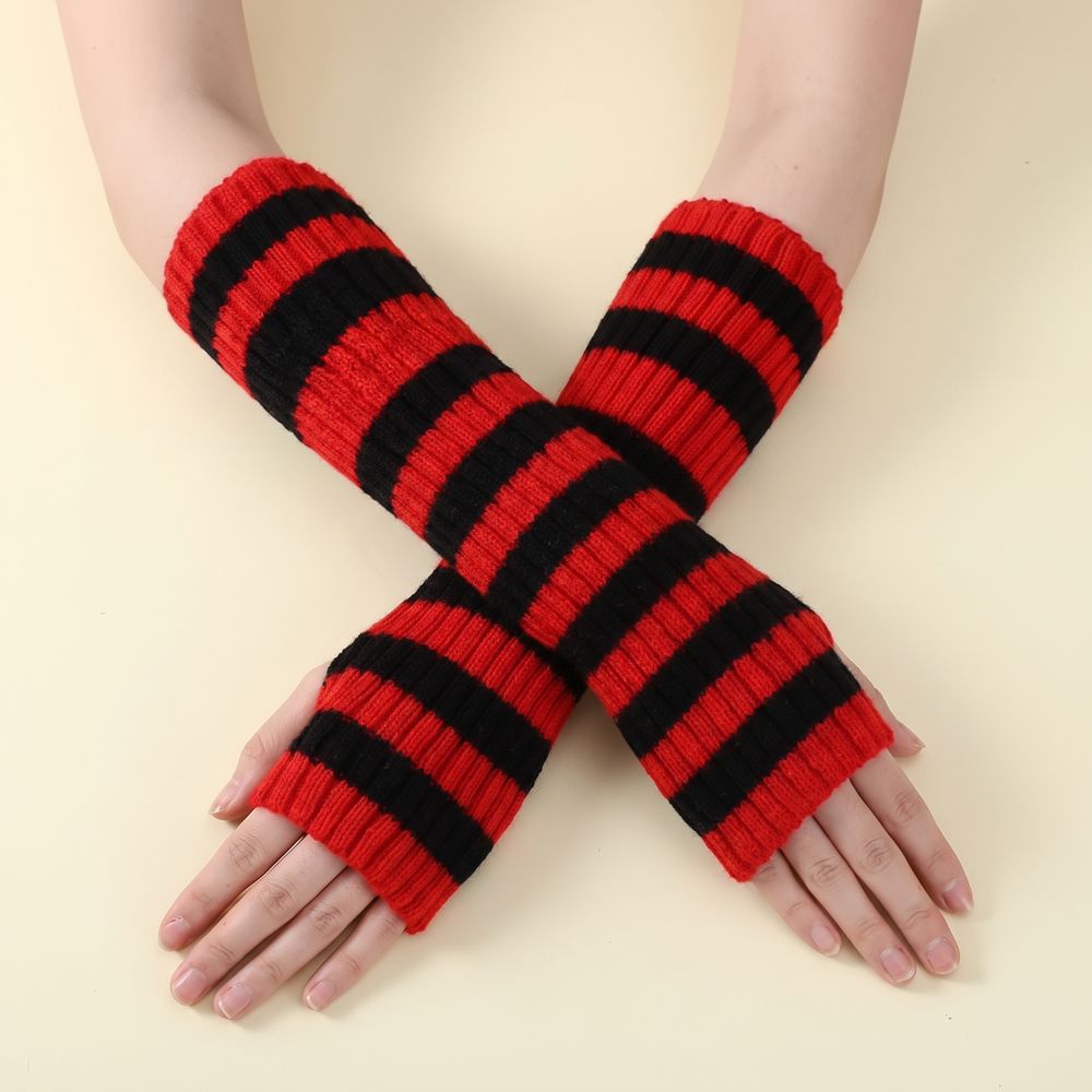 ファッションY2Kストライプニットアームスリーブ ロリータ風 - Fingerless Glove Knit のレビューと価格