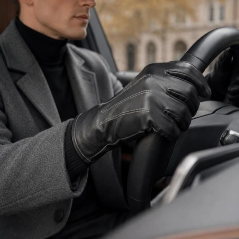 男女兼用冬用フェイクレザーグローブ、保温性・防風性、運転・サ - Leather Driving Glove のレビューと価格
