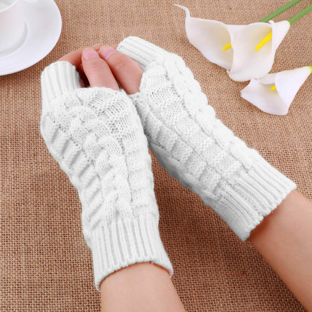 指先が開いた手袋、女性用、手元を温める、冬用、ニット素材、ア - Fingerless Glove Knit のレビューと価格
