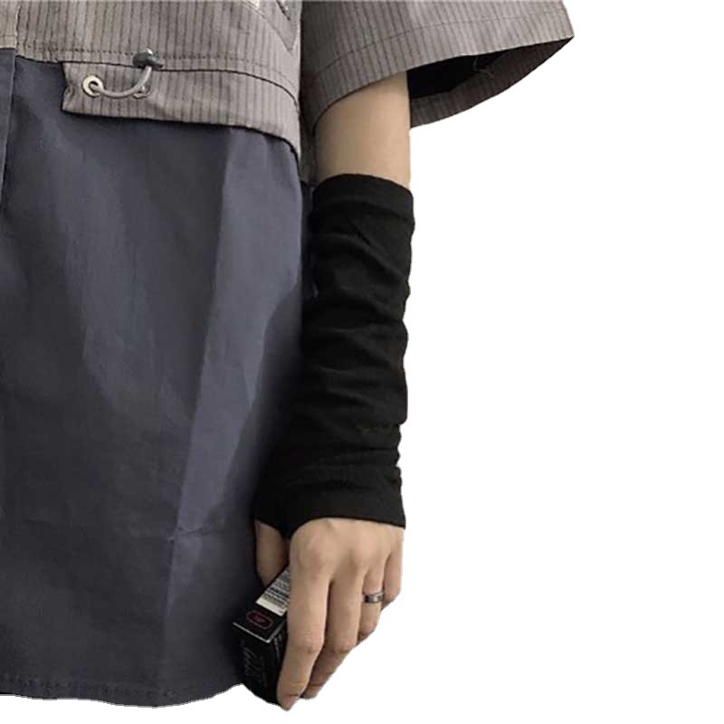 ストライプ柄の暖かいニット素材の長めの指なし手袋、肘まで覆う - Fingerless Glove Knit のレビューと価格
