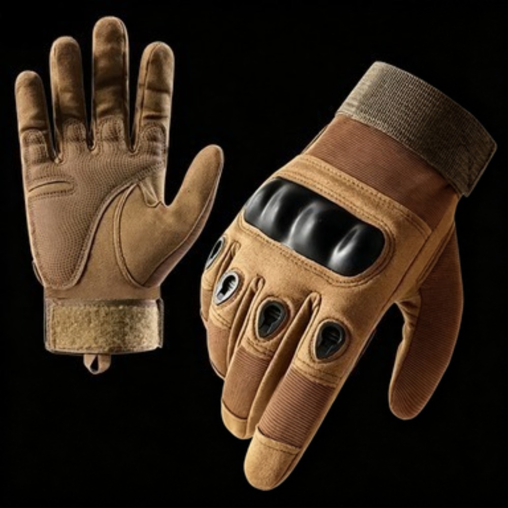 屋外用タクティカルフルフィンガーグローブ。硬い素材で指の関節 - Motorcycle Glove Knuckle のレビューと価格