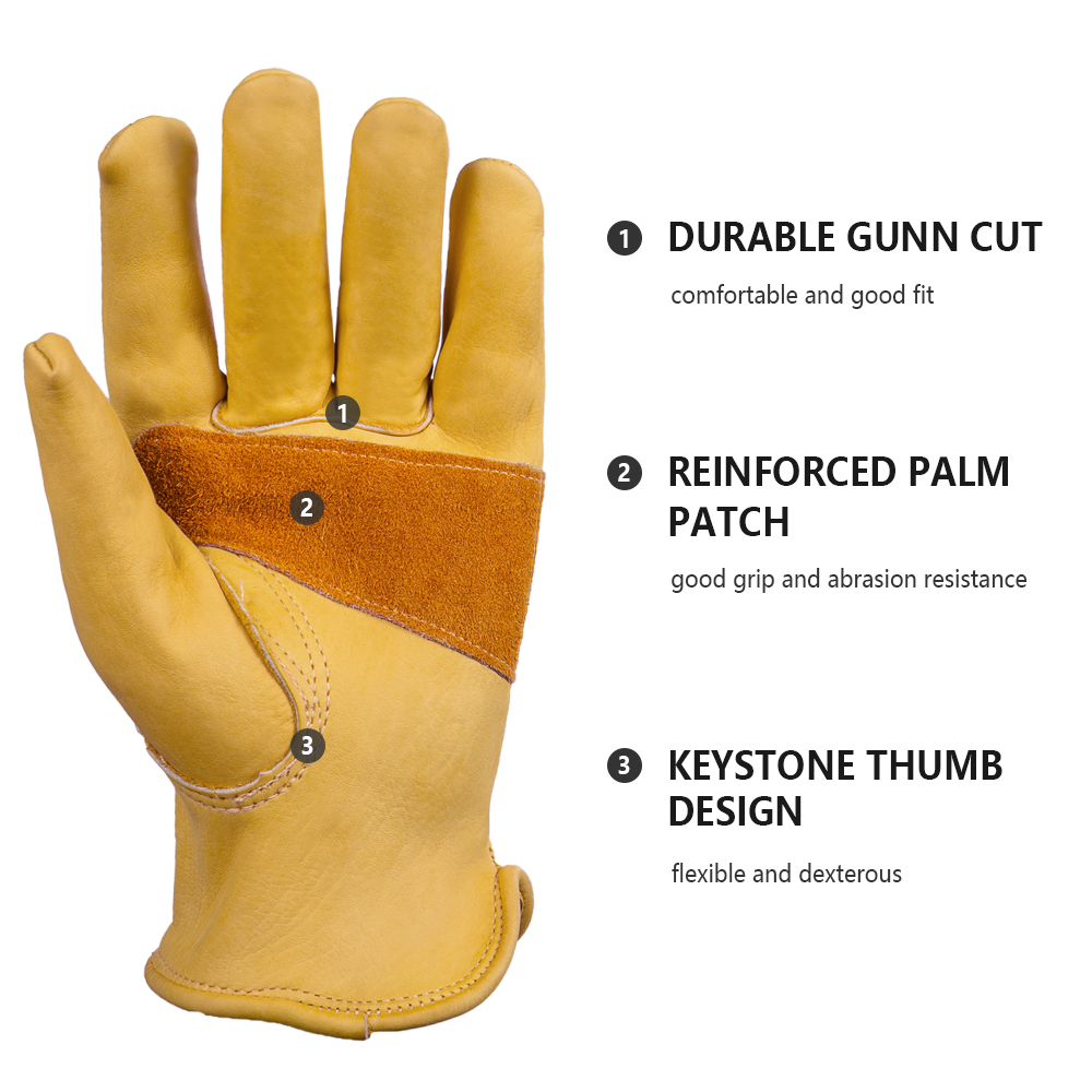 1組の革製作業用手袋。牛革製で、溶接作業、安全保護、作業員、 - Leather Driving Glove のレビューと価格