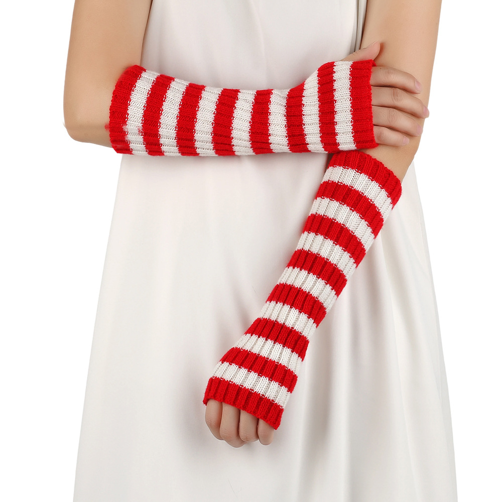Y2Kストライプ柄フィンガーレスアームウォーマー、女性用デイ - Fingerless Glove Knit のレビューと価格