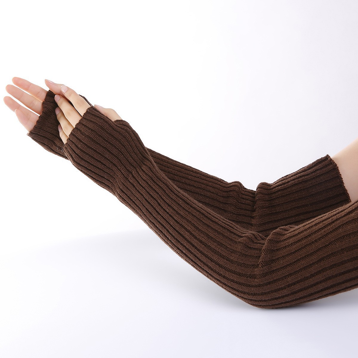 レディース ロング リブニット フィンガーレス アームウォー - Fingerless Glove Knit のレビューと価格